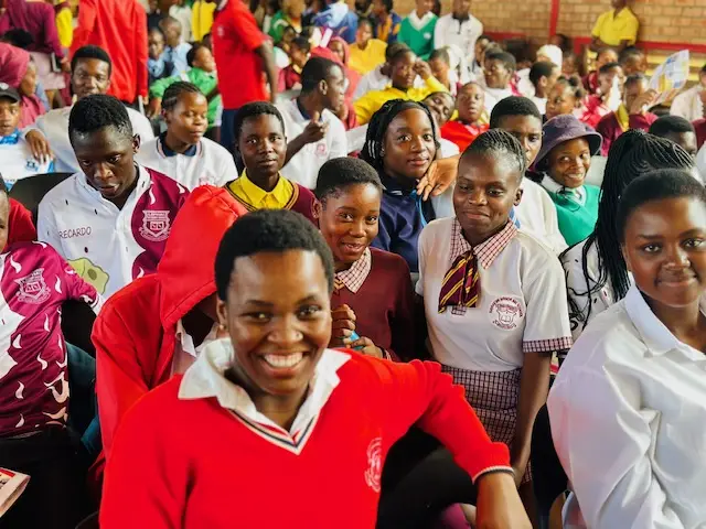 Smiling learners enjoying the Sekgosese East Career Exhibition